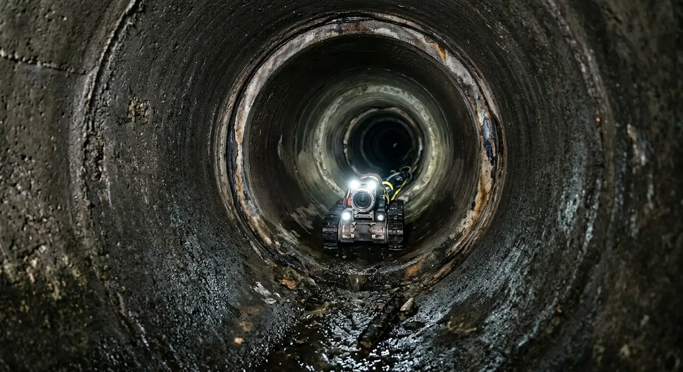 Robotic sewer camera inspecting pipe interior for Sewer Line Repair in Eatontown
